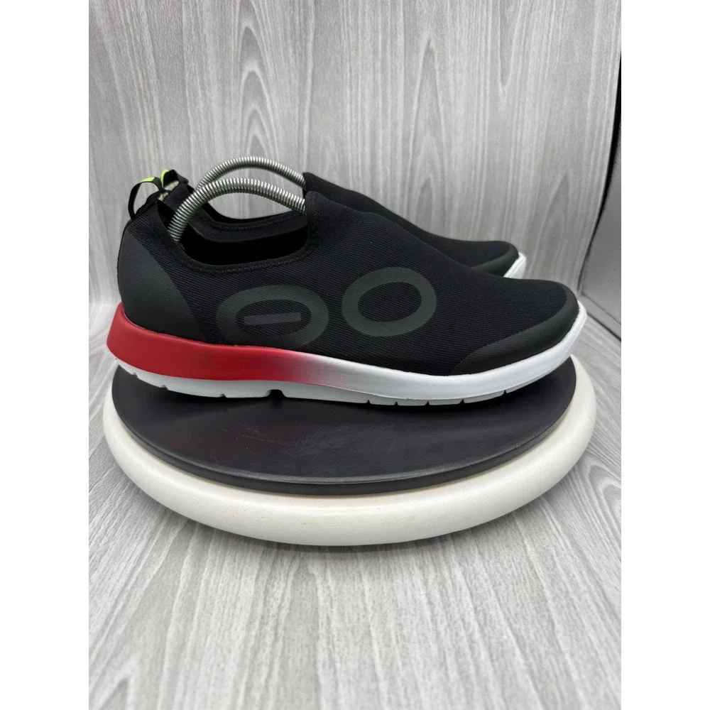 OOFOS OOmg Sport Mens Size 12.5 Black Fire Red Fade Slip On Recovery Shoes NEW